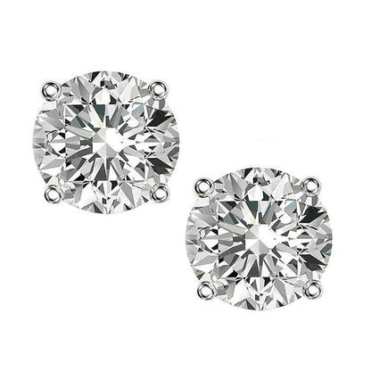 925 Sterling Silver Round Cut Cubic Zirconia Stud Earrings 2