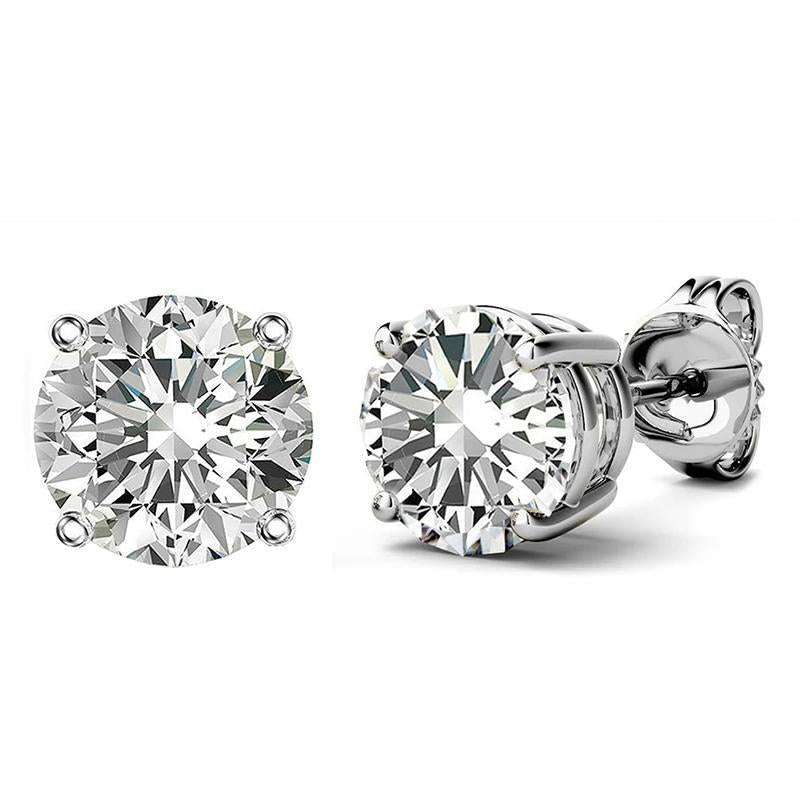 925 Sterling Silver Round Cut Cubic Zirconia Stud Earrings 3