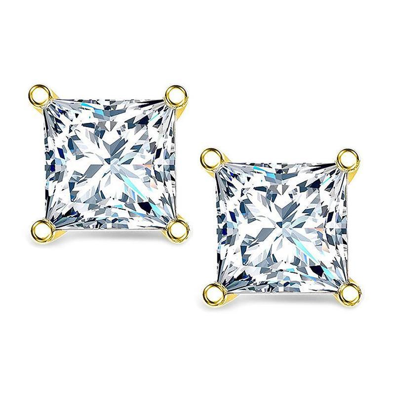 925 Sterling Silver Brilliant Princess Cut Cubic Zirconia Stud Earrings 6