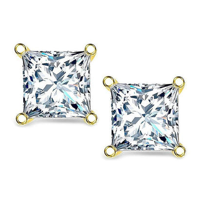 925 Sterling Silver Brilliant Princess Cut Cubic Zirconia Stud Earrings 6