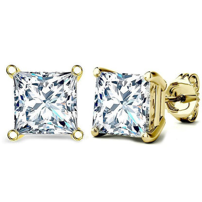 925 Sterling Silver Brilliant Princess Cut Cubic Zirconia Stud Earrings 7