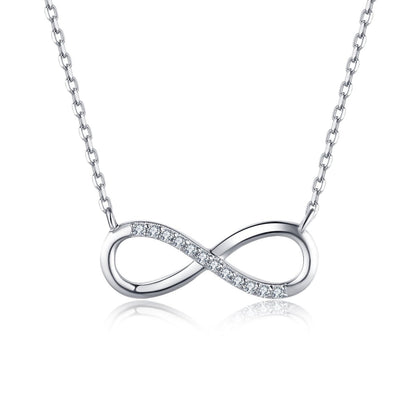 925 Sterling Silver Infinity Heart Love Created White Diamond Necklace 1