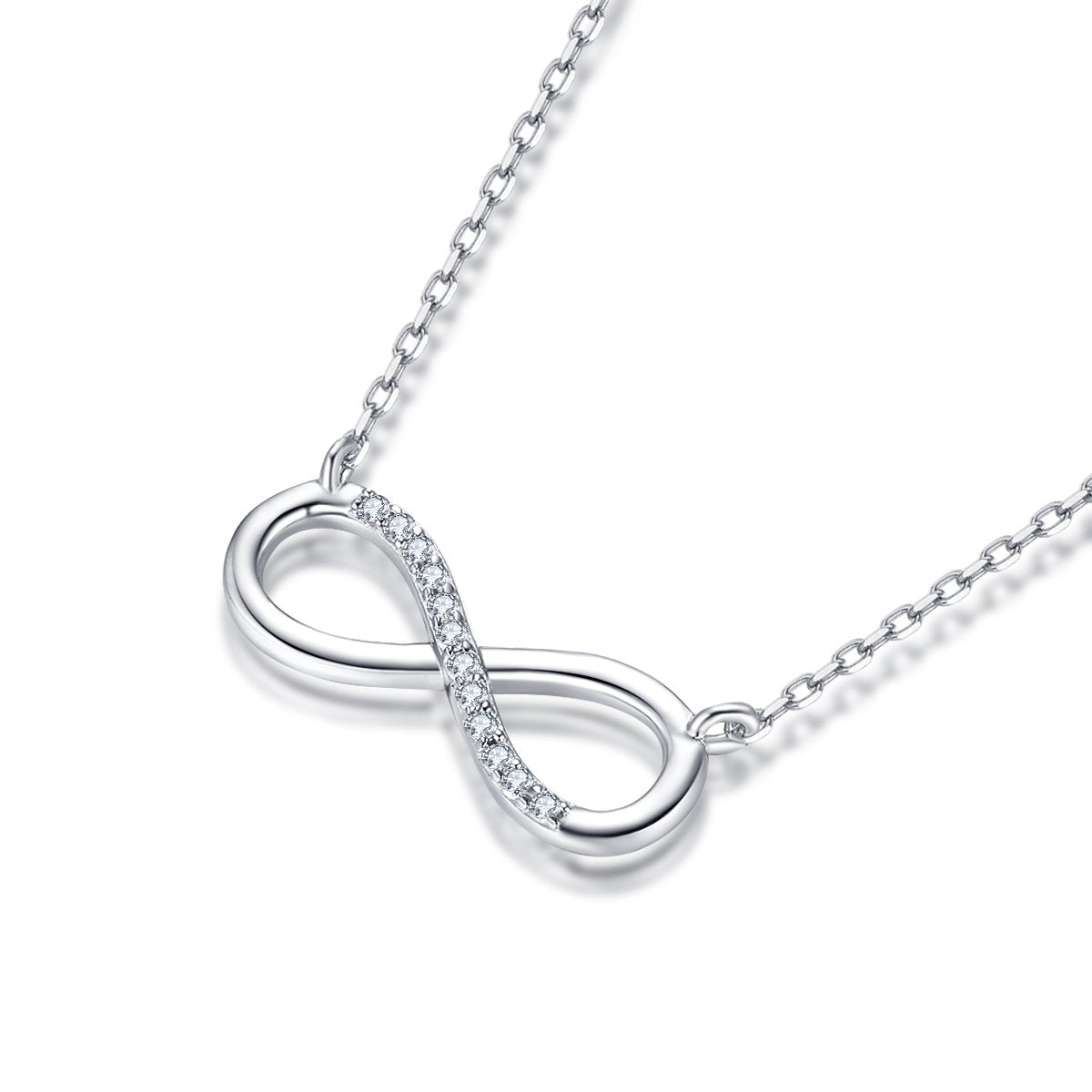 925 Sterling Silver Infinity Heart Love Created White Diamond Necklace 2