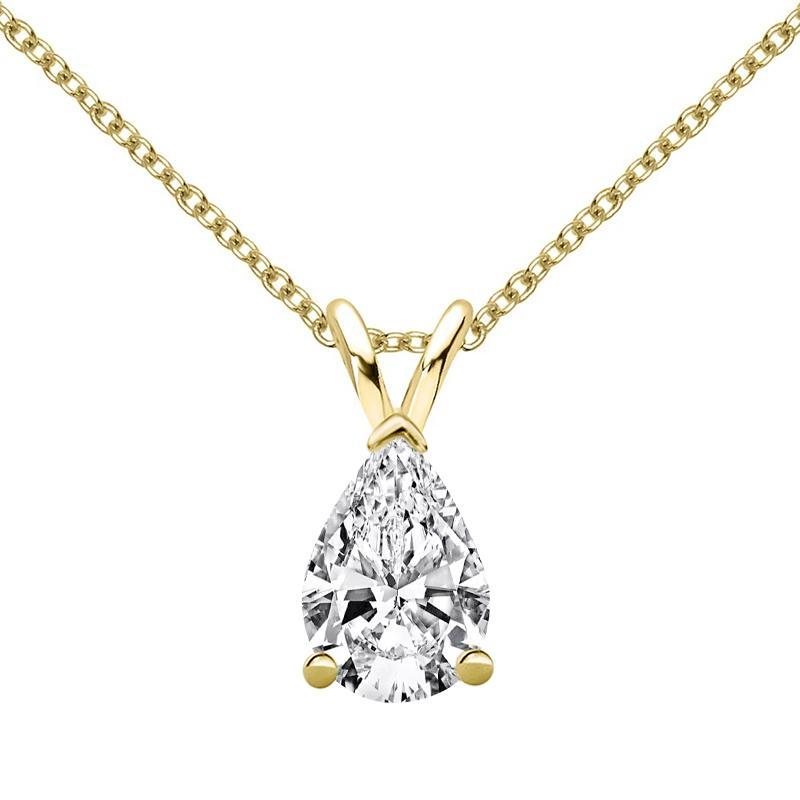 925 Sterling Silver Classic Pear Cut CZ Pendant Necklace 2