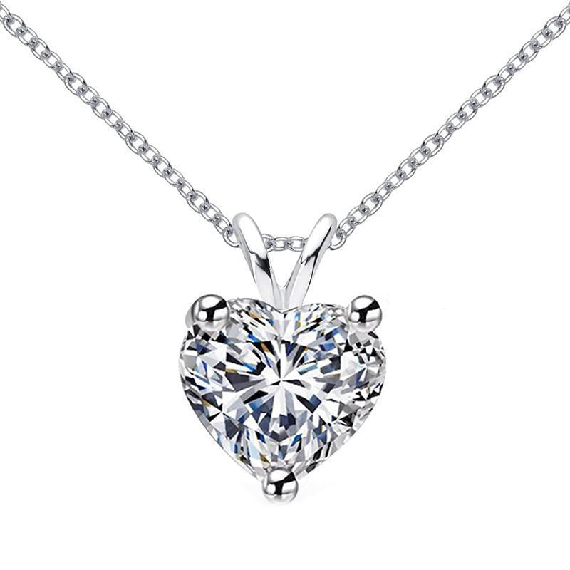 925 Sterling Silver Brilliant Heart Cut CZ Pendant Love Necklace 1