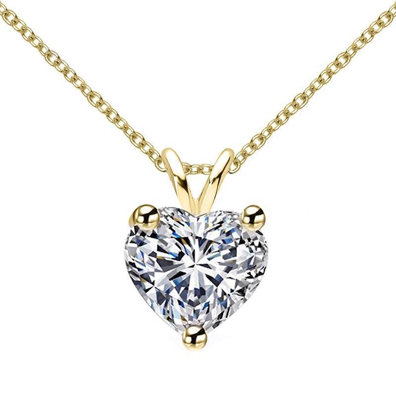 925 Sterling Silver Brilliant Heart Cut CZ Pendant Love Necklace 2