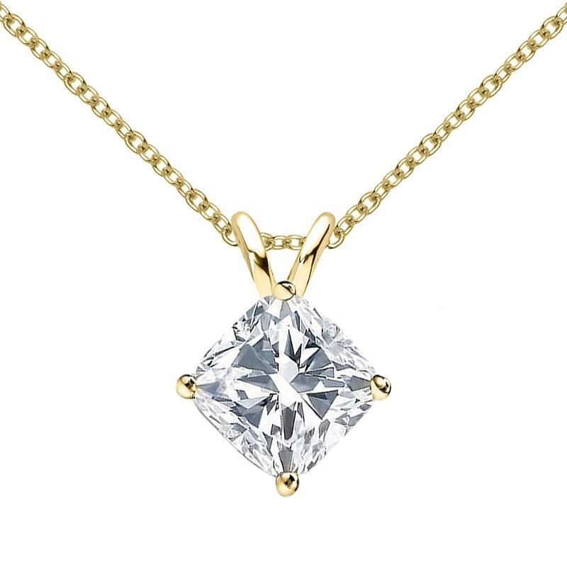 925 Sterling Silver Classic Brilliant Cushion Cut CZ Pendant Necklace 2