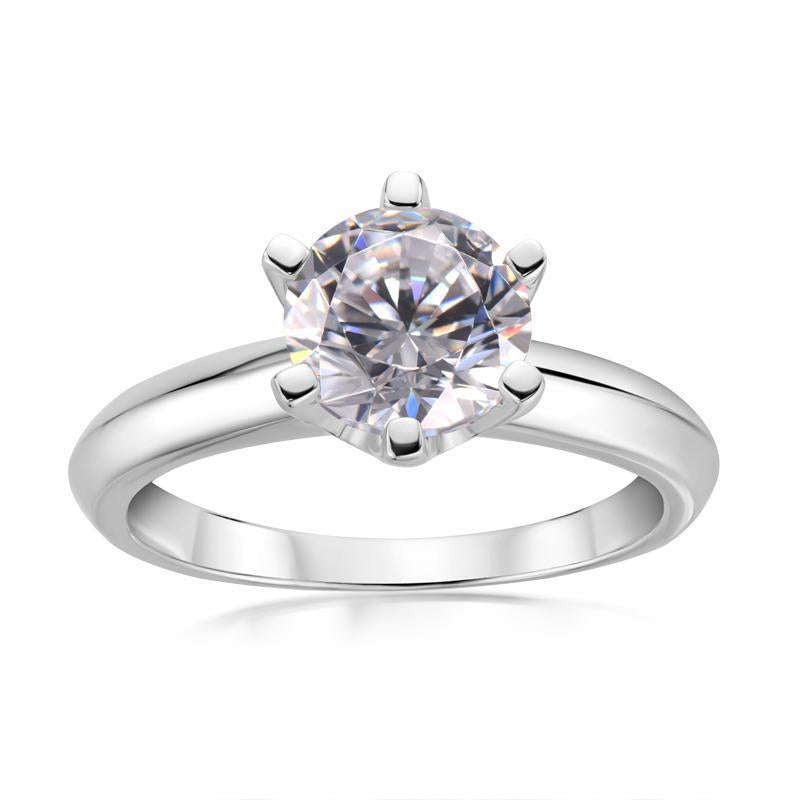 925 Sterling Silver Classic Six Prong Round CZ Solitaire Ring 3