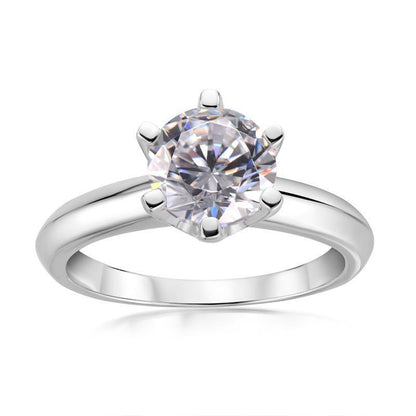 925 Sterling Silver Classic Six Prong Round CZ Solitaire Ring 3