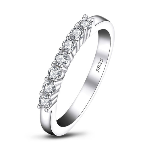 925 Sterling Silver Half Eternity Round CZ Ring 1