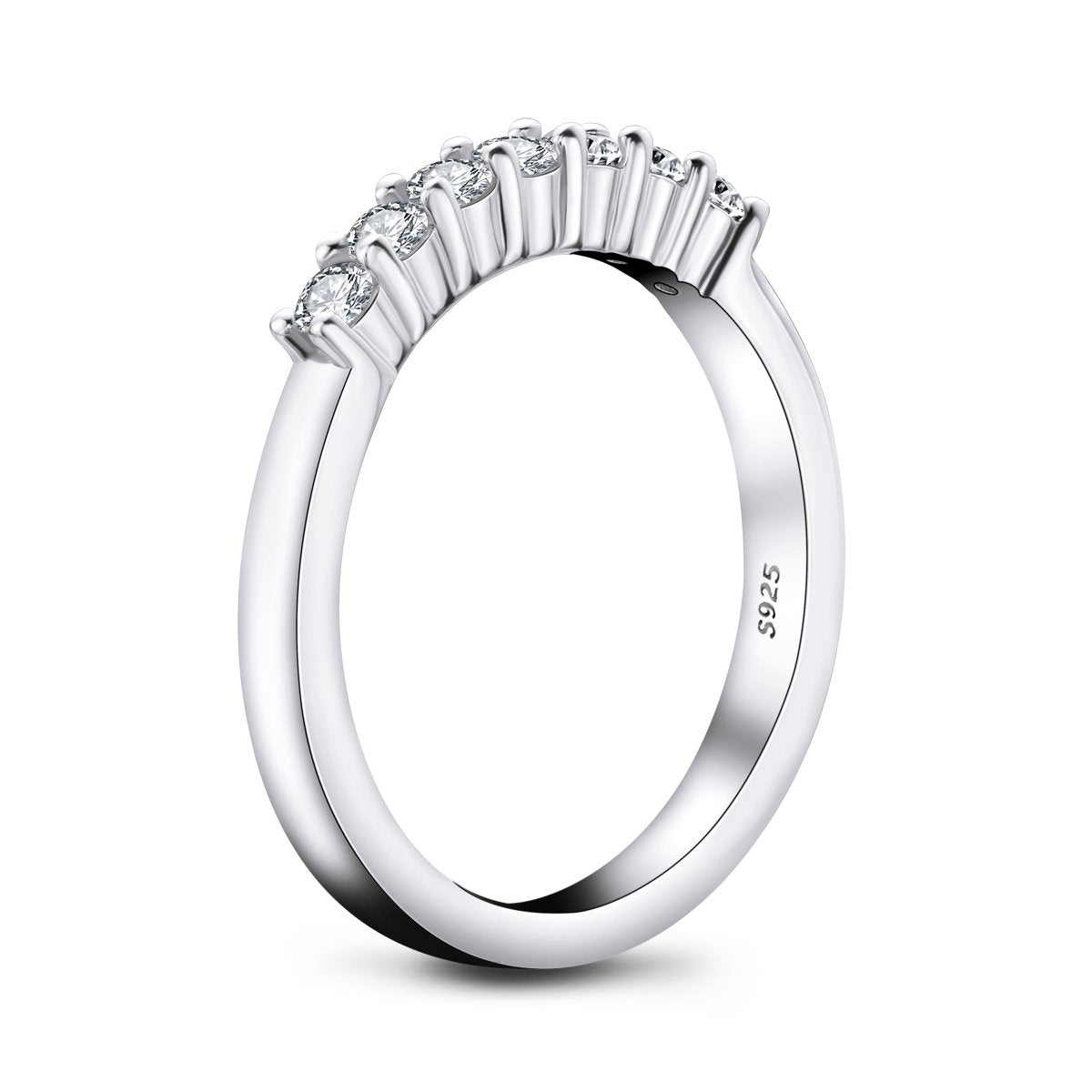 925 Sterling Silver Half Eternity Round CZ Ring 4