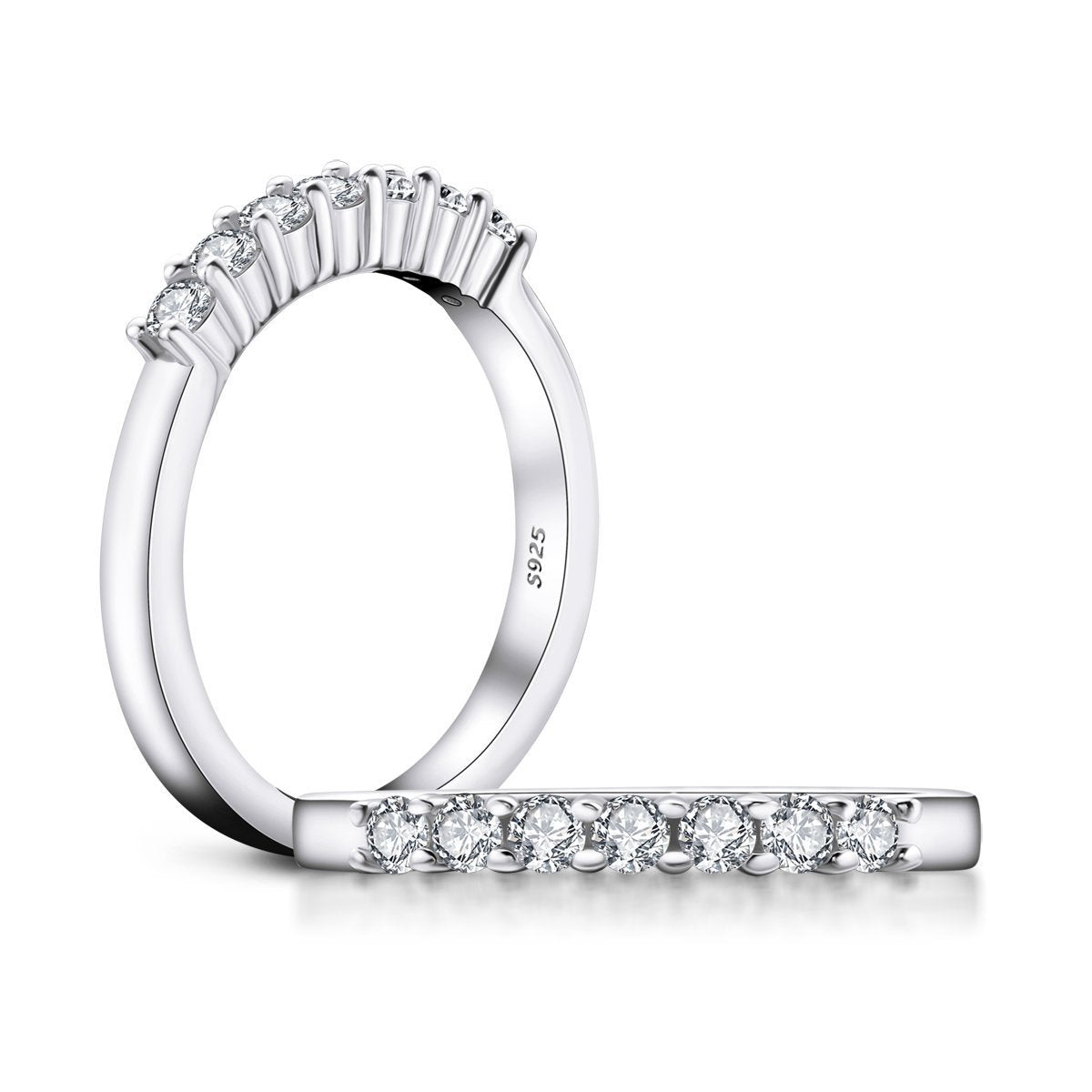 925 Sterling Silver Half Eternity Round CZ Ring 3