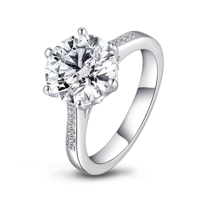 925 Sterling Silver Six Prong Round CZ Ring 1