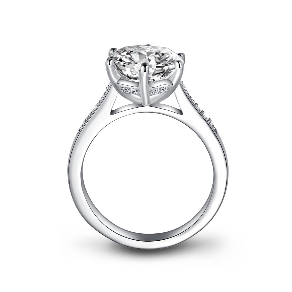 925 Sterling Silver Six Prong Round CZ Ring 4