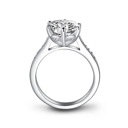 925 Sterling Silver Six Prong Round CZ Ring 4