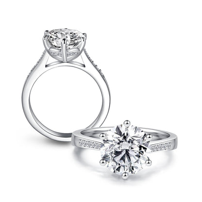 925 Sterling Silver Six Prong Round CZ Ring 3