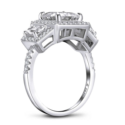 925 Sterling Silver Brilliant Princess Cut 3 Stone Ring 4