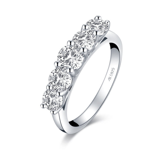 925 Sterling Silver Round Created White Diamond Ring 1