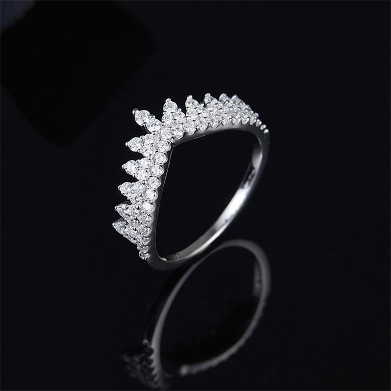 925 Sterling Silver High End Micro Inlaid CZ Tooth Lace Crown Ring 3