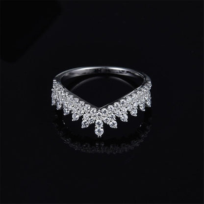 925 Sterling Silver High End Micro Inlaid CZ Tooth Lace Crown Ring 4