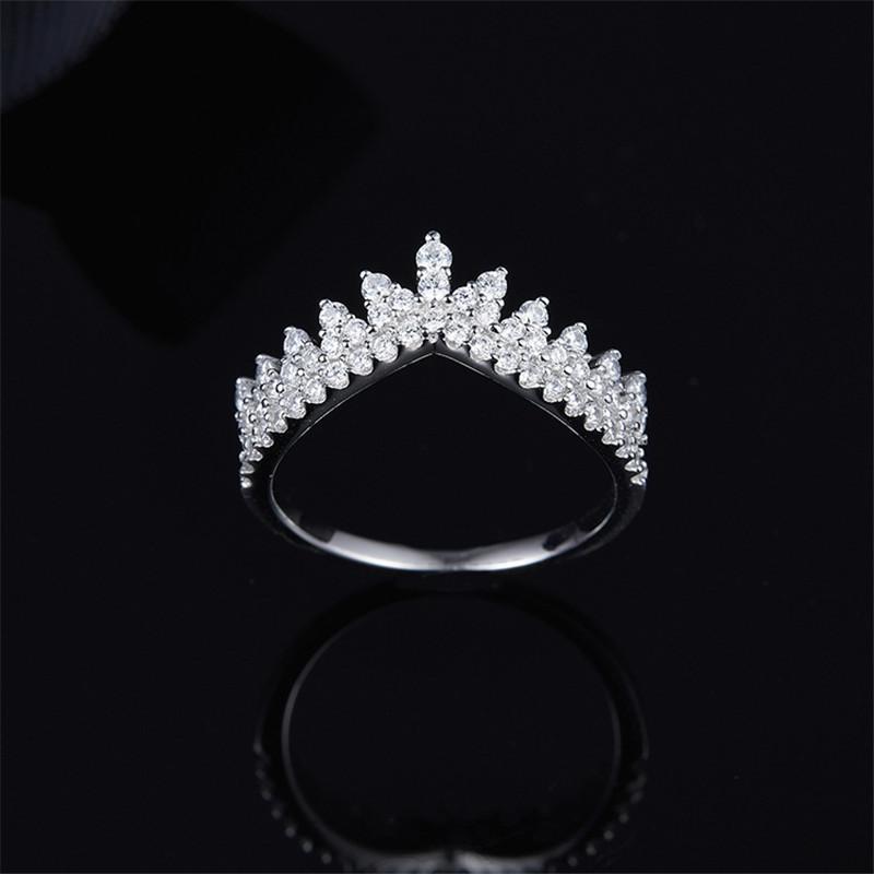 925 Sterling Silver High End Micro Inlaid CZ Tooth Lace Crown Ring 5