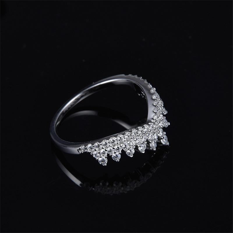 925 Sterling Silver High End Micro Inlaid CZ Tooth Lace Crown Ring 6