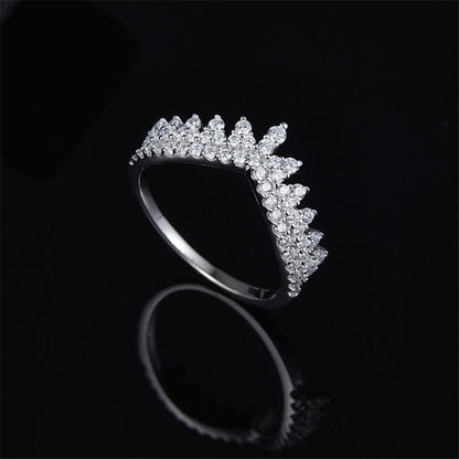 925 Sterling Silver High End Micro Inlaid CZ Tooth Lace Crown Ring 7