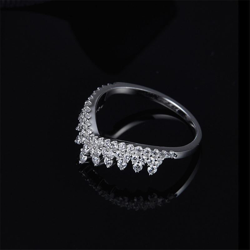 925 Sterling Silver High End Micro Inlaid CZ Tooth Lace Crown Ring 8