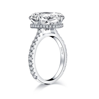 925 Sterling Silver Cushion Cut Halo Solitaire CZ Ring 4