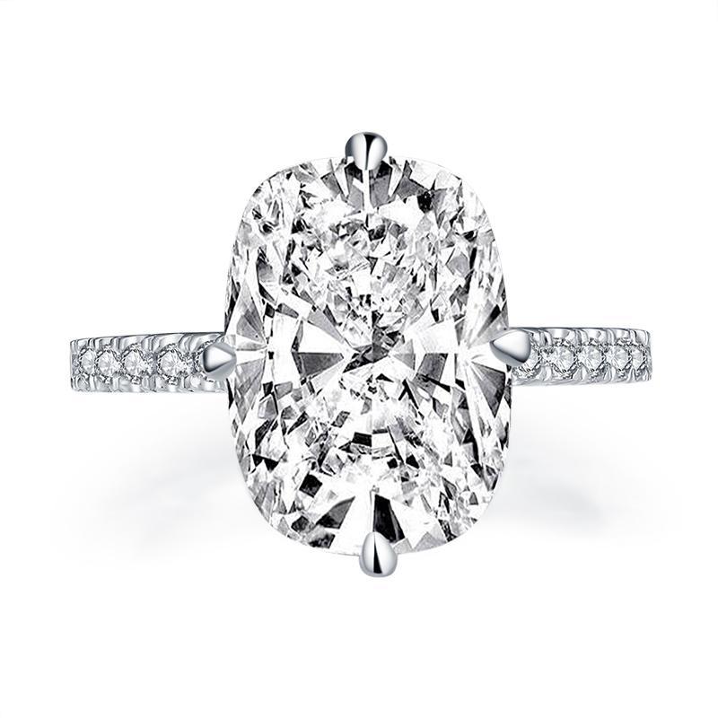 925 Sterling Silver Cushion Cut Halo Solitaire CZ Ring 3