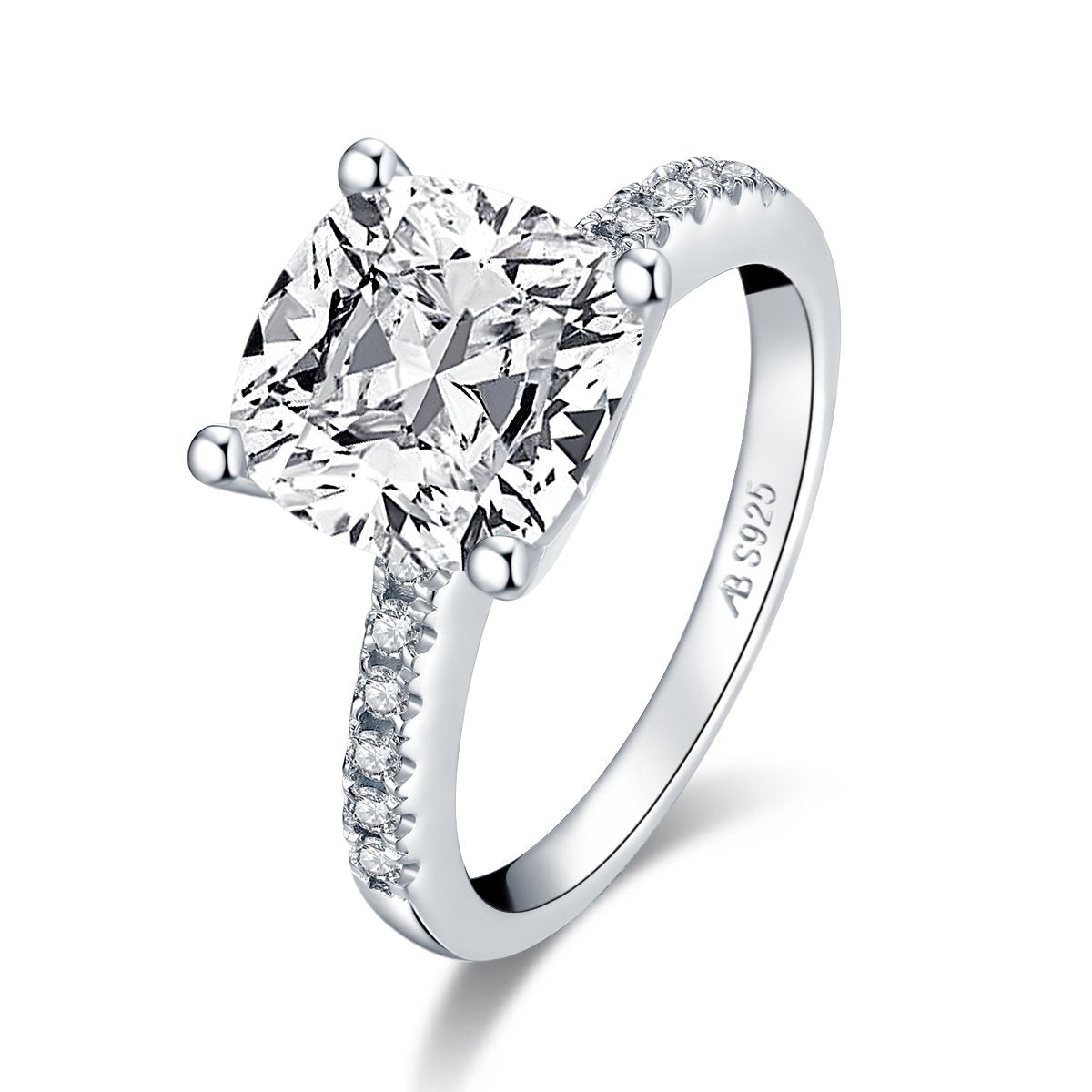 925 Sterling Silver Cushion Cut CZ Engagement Ring 3