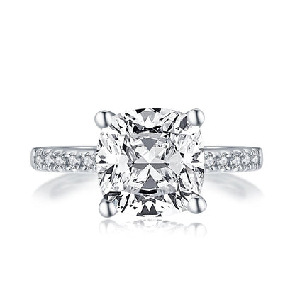 925 Sterling Silver Cushion Cut CZ Engagement Ring 4