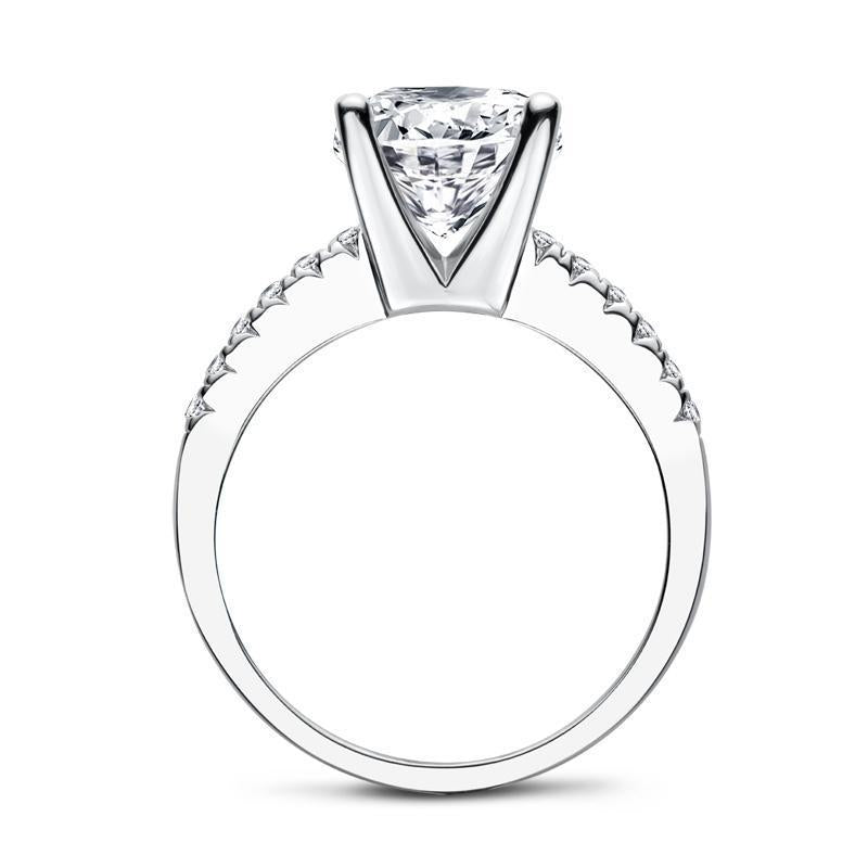 925 Sterling Silver Luxury Cushion Cut CZ Ring 3