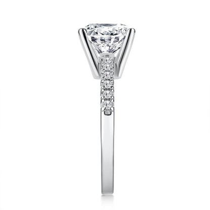 925 Sterling Silver Luxury Cushion Cut CZ Ring 4