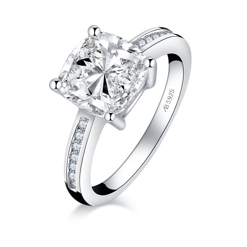 925 Sterling Silver Cushion Created CZ Ring 1