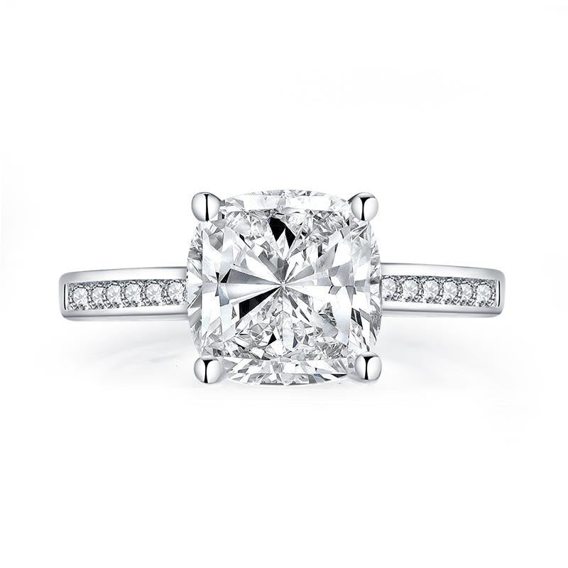 925 Sterling Silver Cushion Created CZ Ring 4