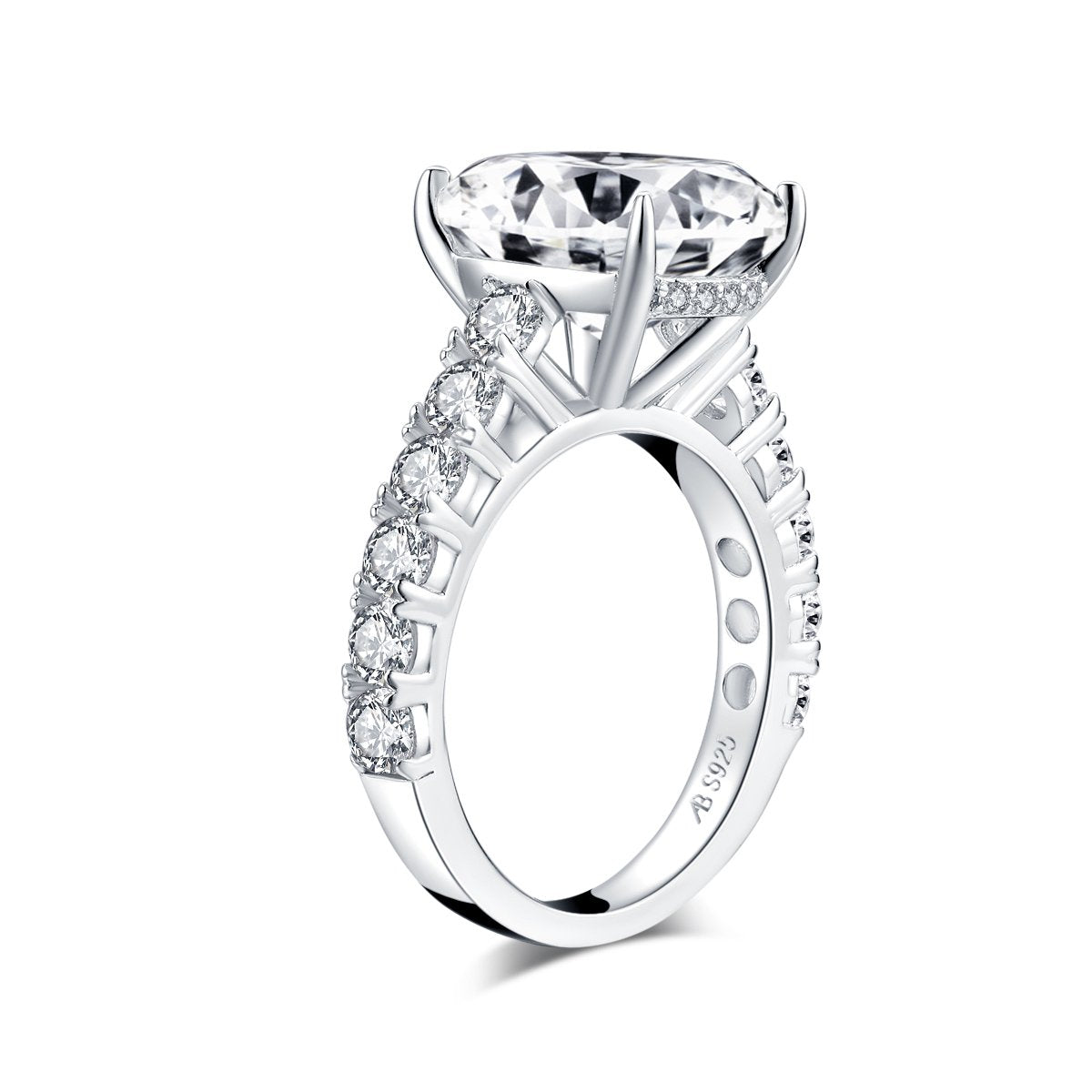 925 Sterling Silver Luxury Cushion CZ Ring 4