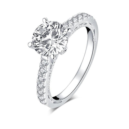 925 Sterling Silver  Vintage 2ct Round Cut CZ Ring 2