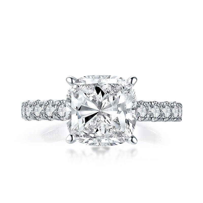 925 Sterling Silver Cushion Cut CZ Ring 4