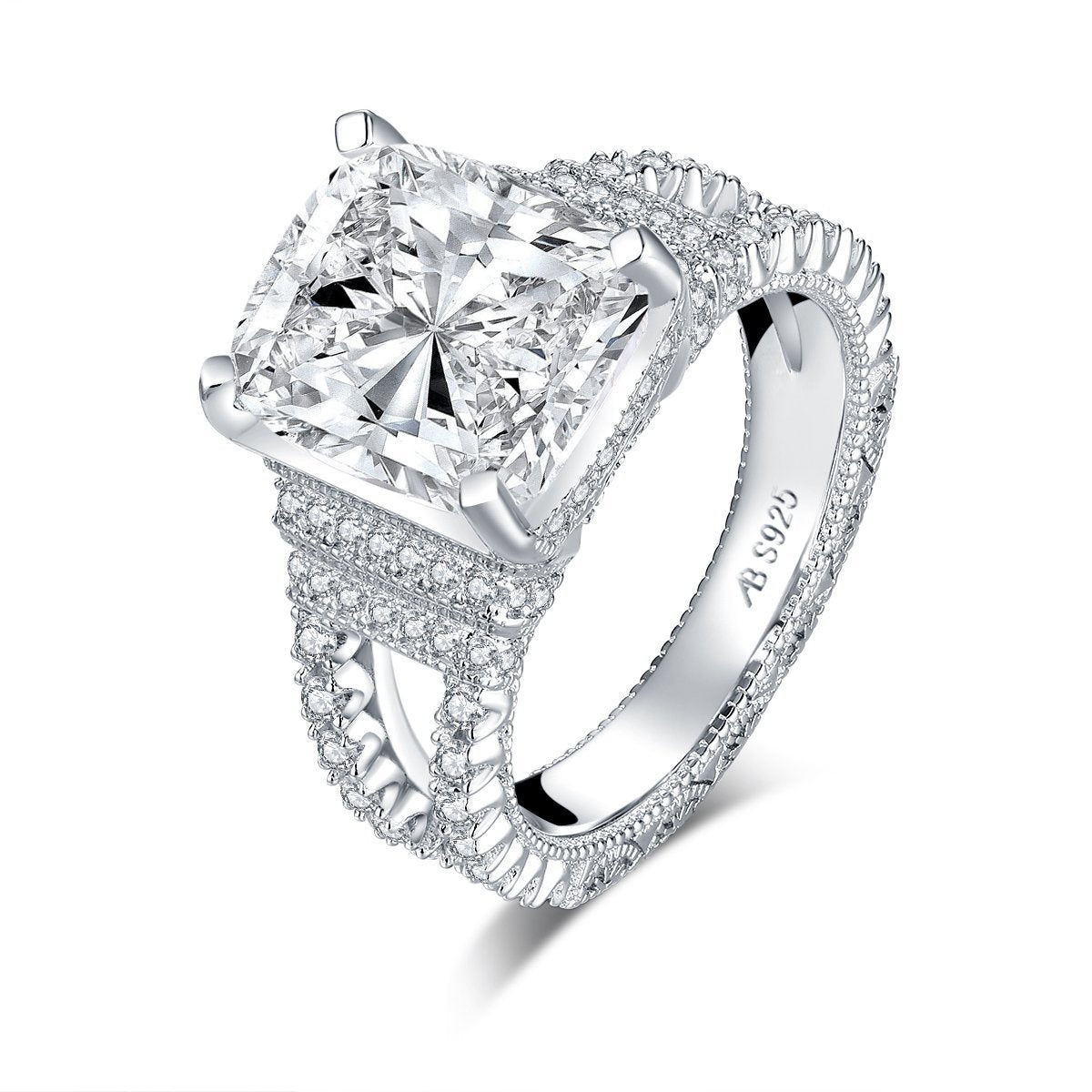 925 Sterling Silver Classic Square Cushion CZ Ring 2