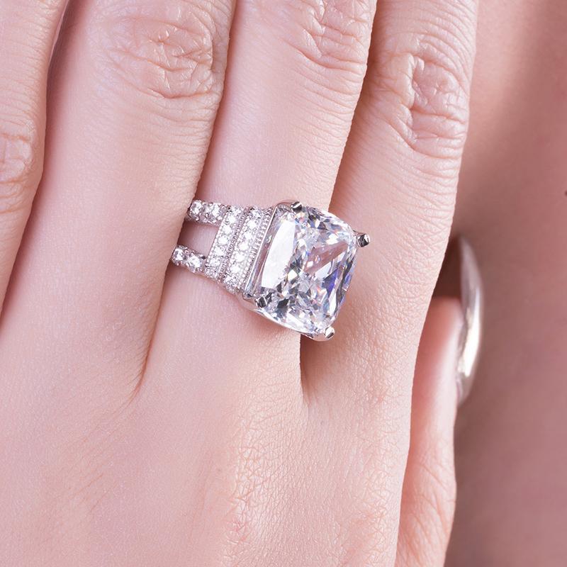 925 Sterling Silver Classic Square Cushion CZ Ring 6