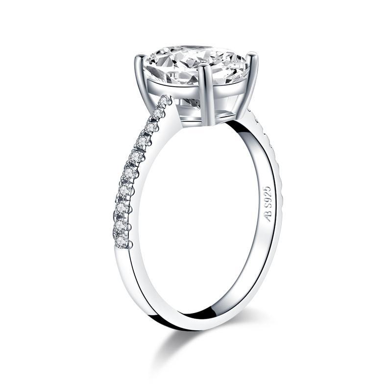 925 Sterling Silver Oval created white diamond ring 4