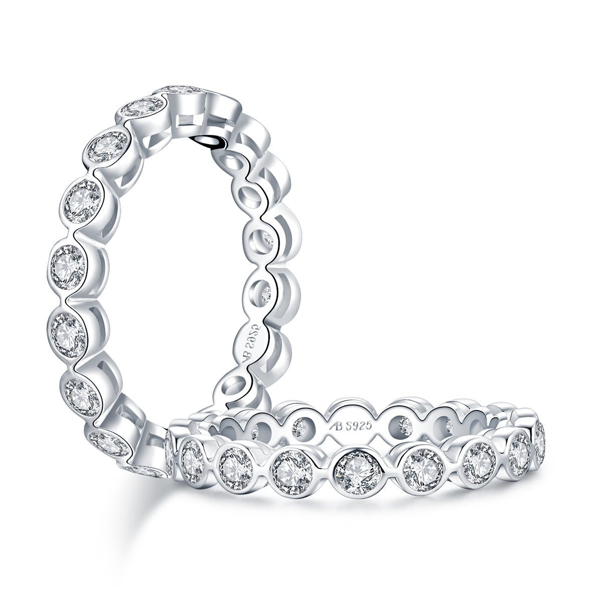 925 Sterling Silver Round CZ Full Eternity Ring 1