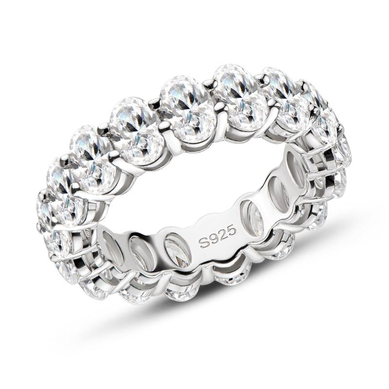 925 Sterling Silver Oval CZ Full Eternity Ring 1