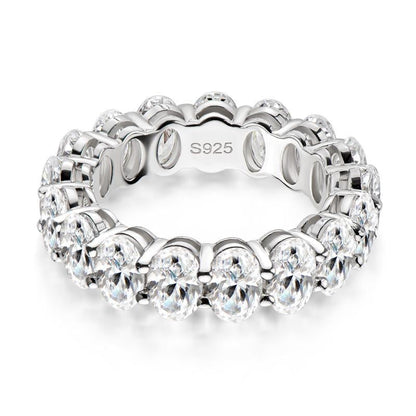 925 Sterling Silver Oval CZ Full Eternity Ring 2