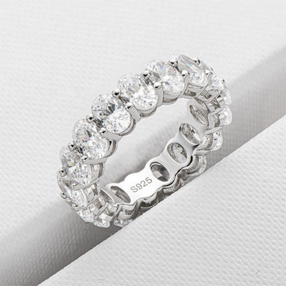 925 Sterling Silver Oval CZ Full Eternity Ring 4