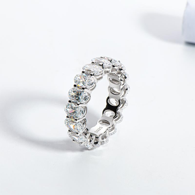 925 Sterling Silver Oval CZ Full Eternity Ring 5