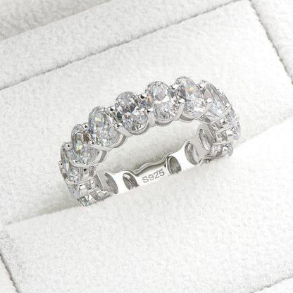 925 Sterling Silver Oval CZ Full Eternity Ring 6