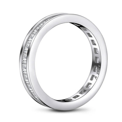 925 Sterling Silver Bezel Princess Cut Full Eternity Ring 7