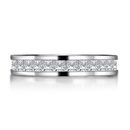 925 Sterling Silver Bezel Princess Cut Full Eternity Ring 8